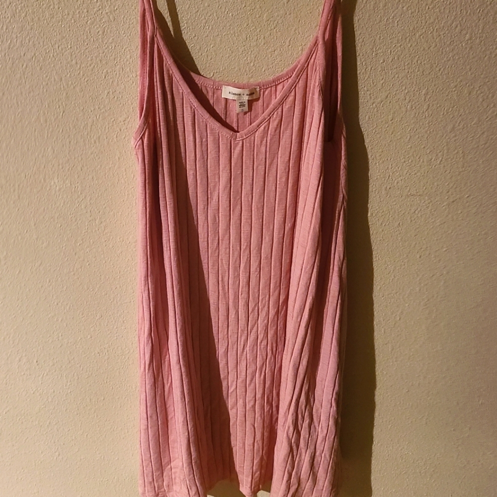 Silence + Noise pink ribbed jersey dress